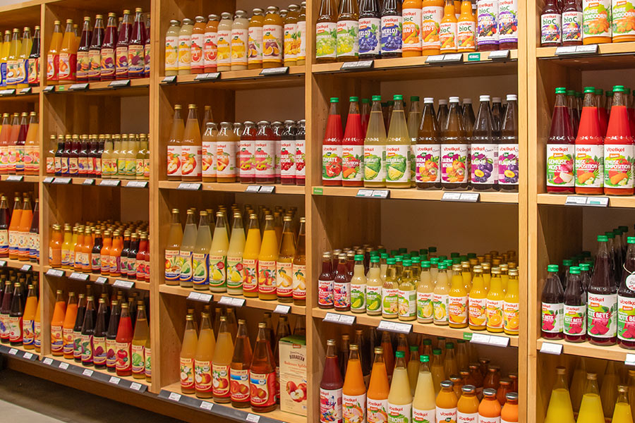 Sortiment Getränkeregal Saft PurNatur-Kempten Sortiment Getränkeregal Saft PurNatur-Kempten